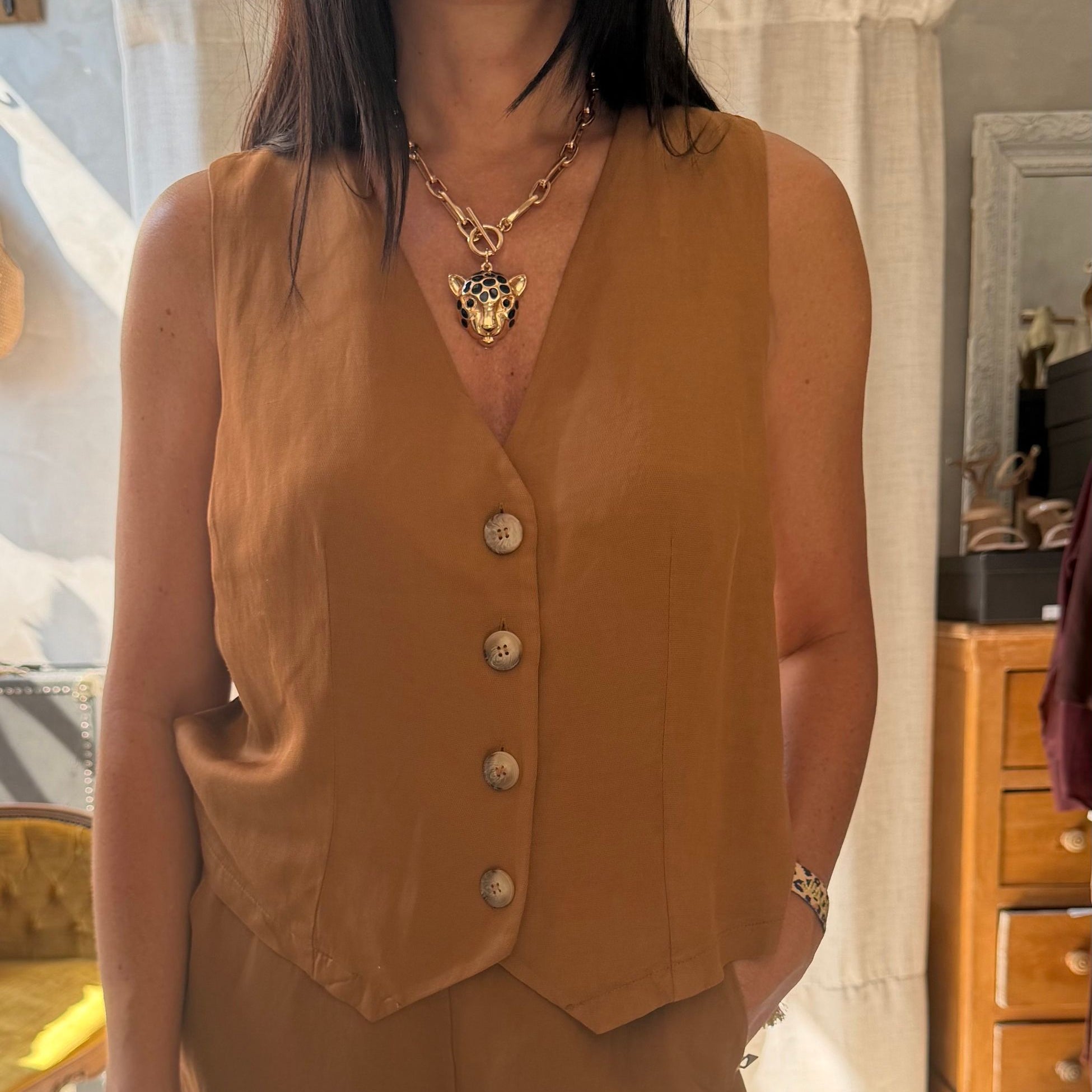 GILET SIRA CARAMELLO