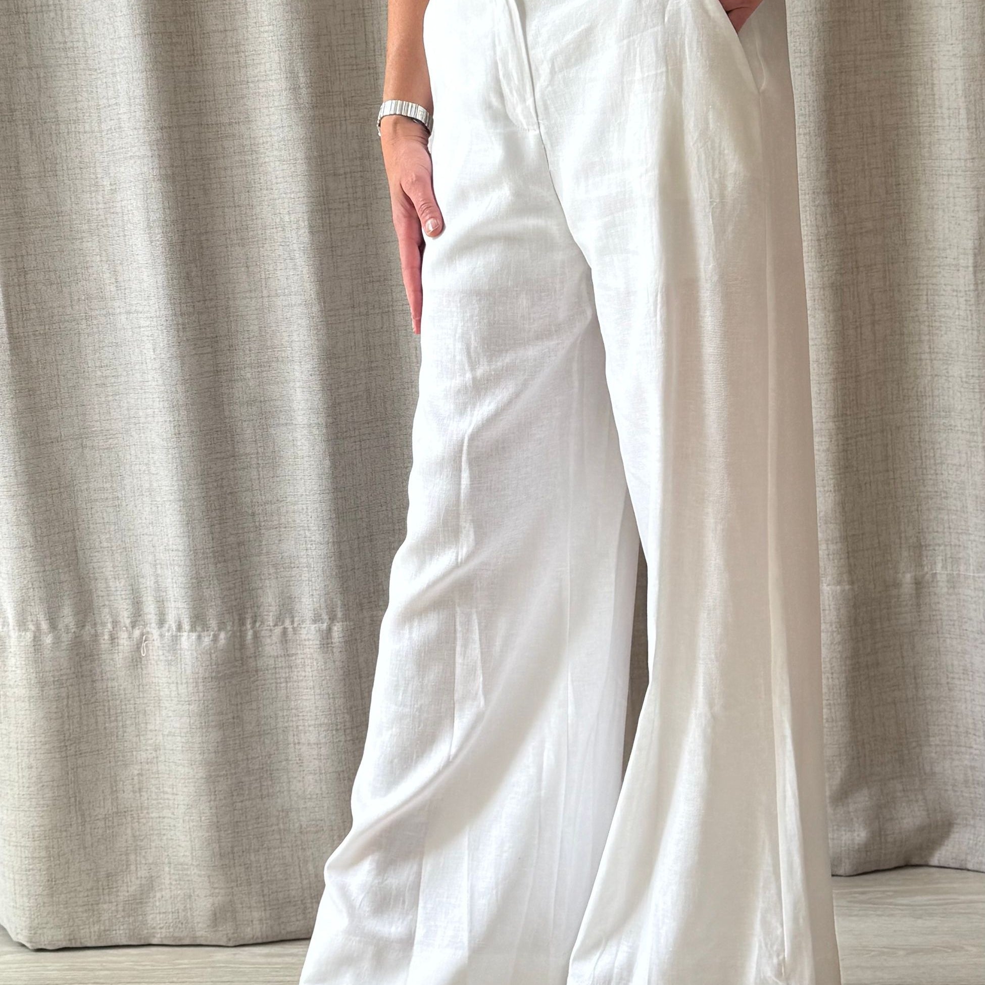 PANTALONE PALAZZO SPECIAL LINO BIANCO
