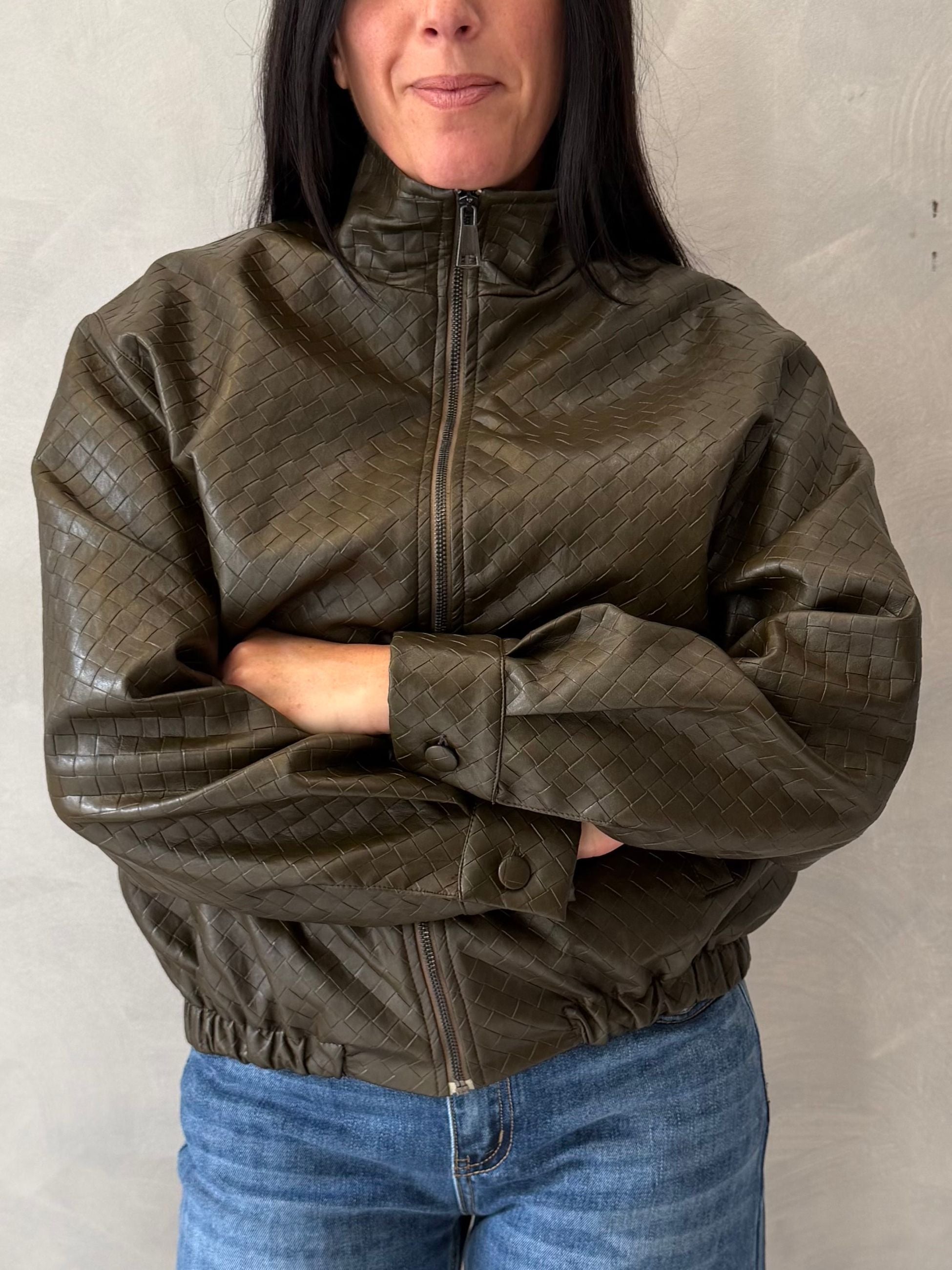 BOMBER ECOPELLE INTRECCIATO