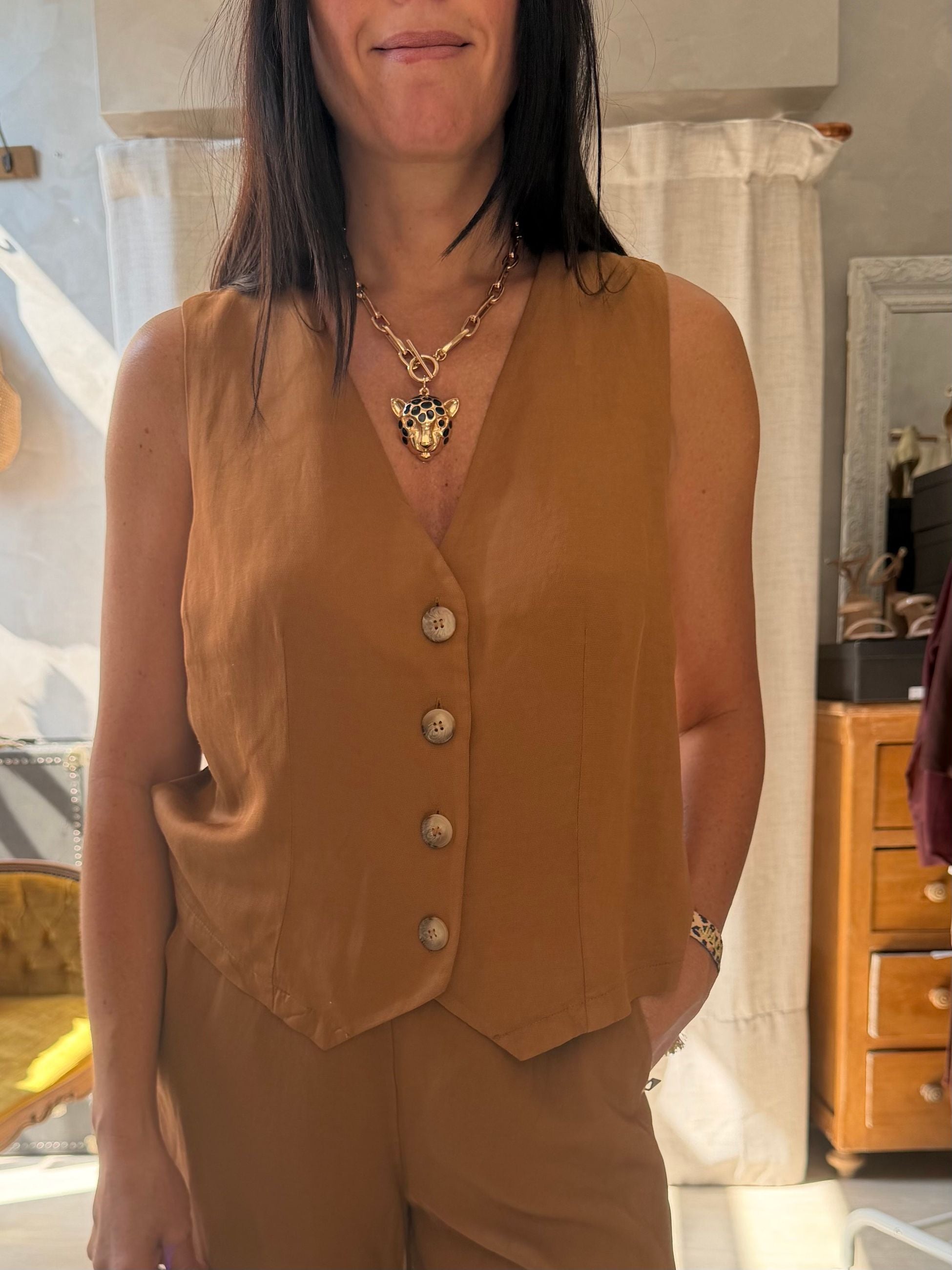 GILET SIRA CARAMELLO