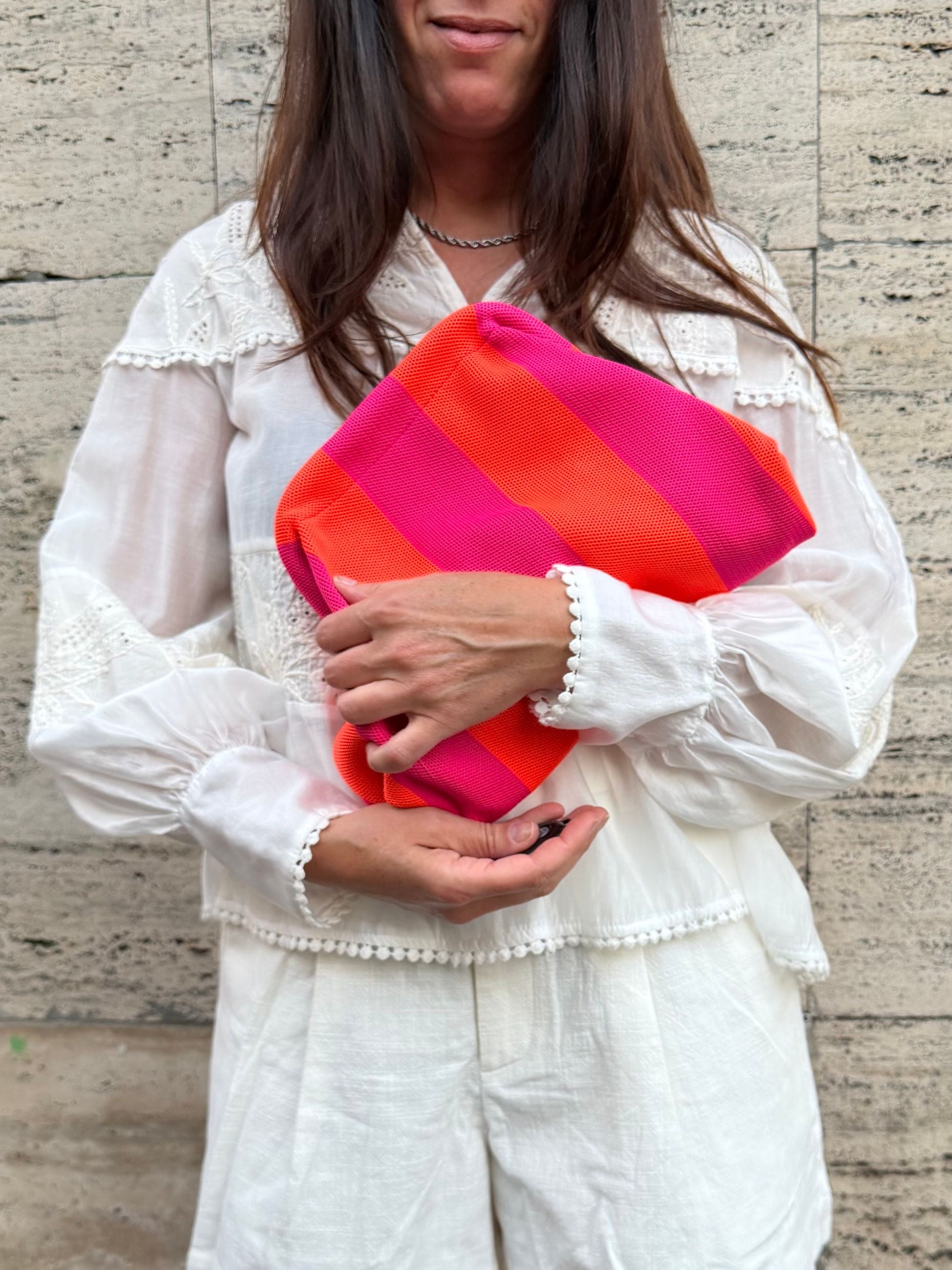 POCHETTE RIGATA FUXIA