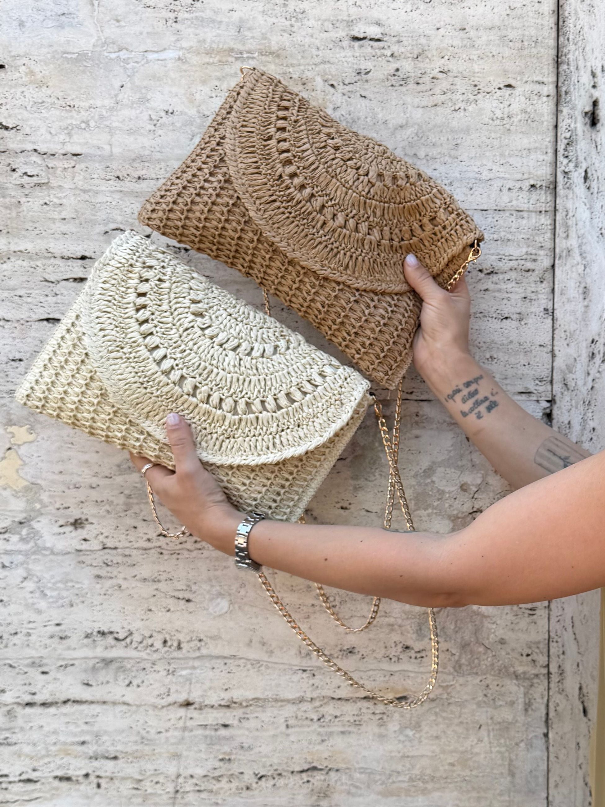 POCHETTE RAFIA BEIGE