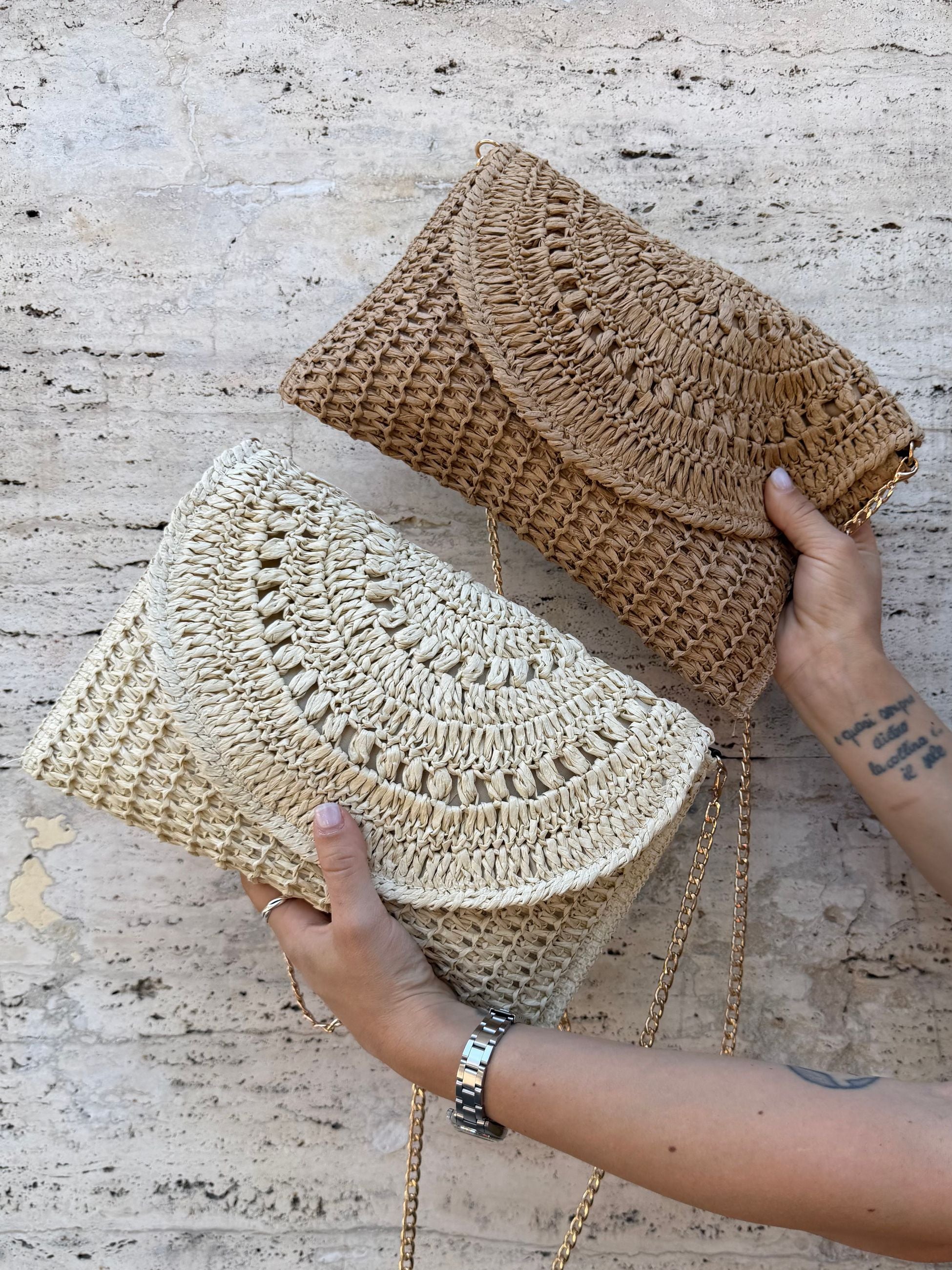 POCHETTE RAFIA SABBIA