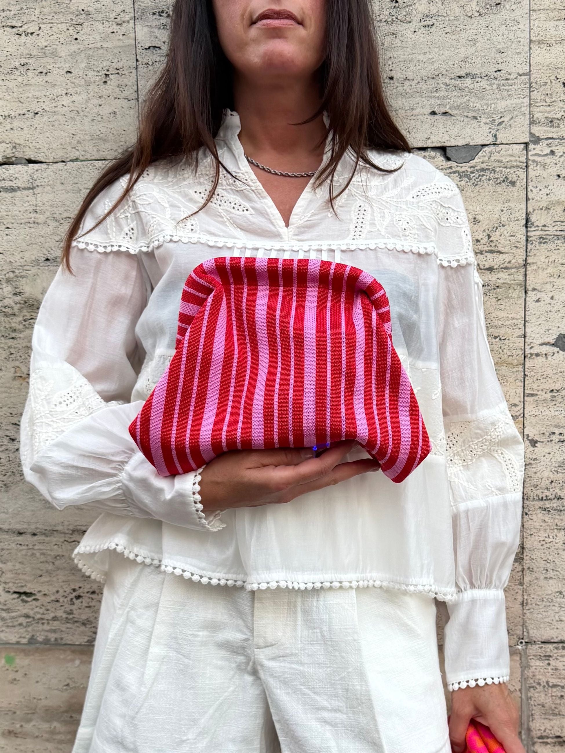 POCHETTE RIGATA ROSSA